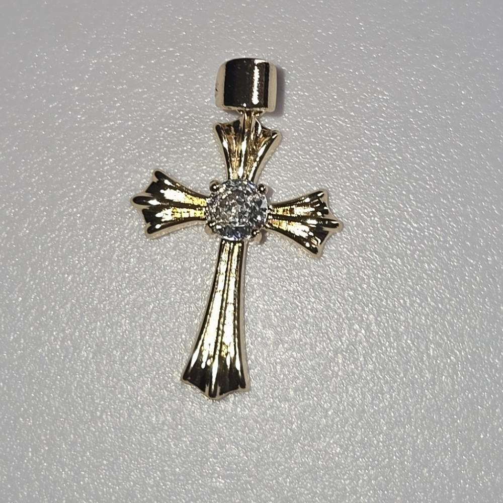 Gold Cross Pendant with Crystal Accent
